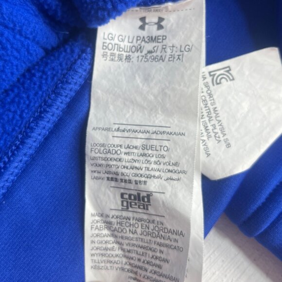 Under Armour ColdGear Hoodie Sweatshirt Mens Large Blue Fleece Lined - Picture 8 of 11